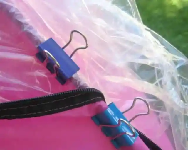 Keep Tents Open with Binder Clips