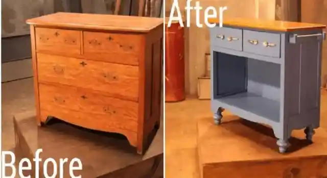 A dull dresser gets a kitchen makeover