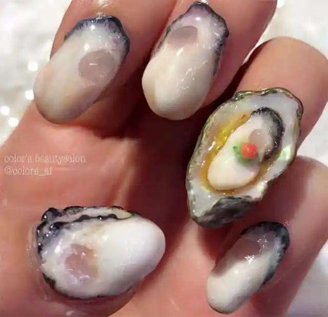 Oyster-Inspired Nails