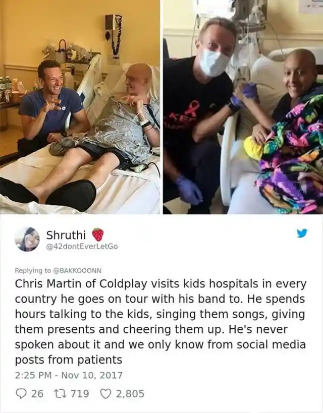 Chris Martin of Coldplay Has A Big Heart