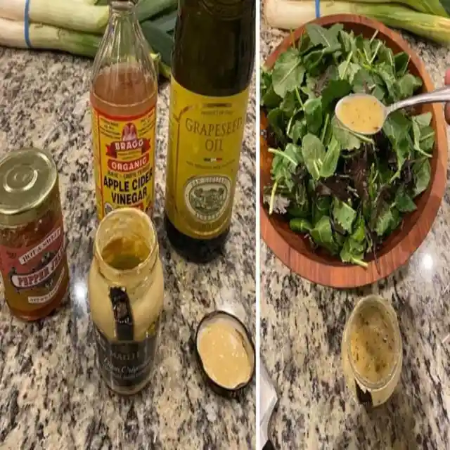 Leftover mustard makes a delish salad dressing