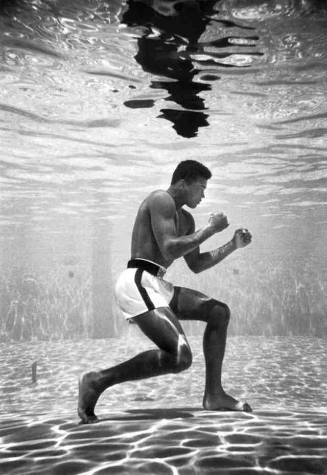 Muhammad Ali Trains at the Bottom of A Pool