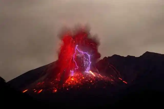 Lightning From Volcano