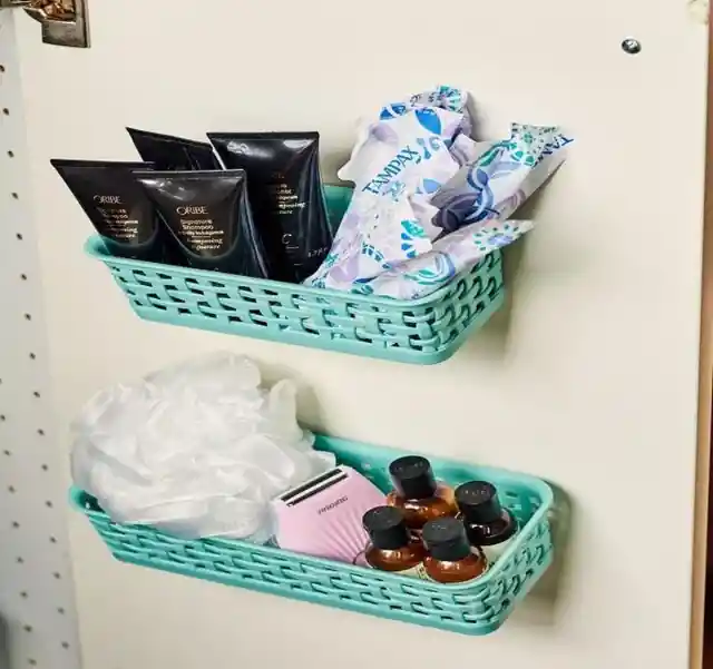 Mount Plastic Baskets On The Inside Of Cabinet Doors