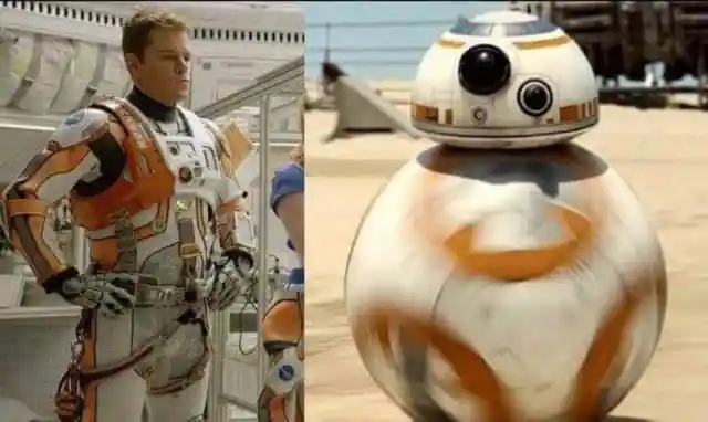 Matt Damon and BB-8