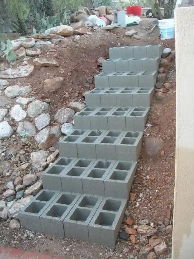 DIY Cinder Block Steps