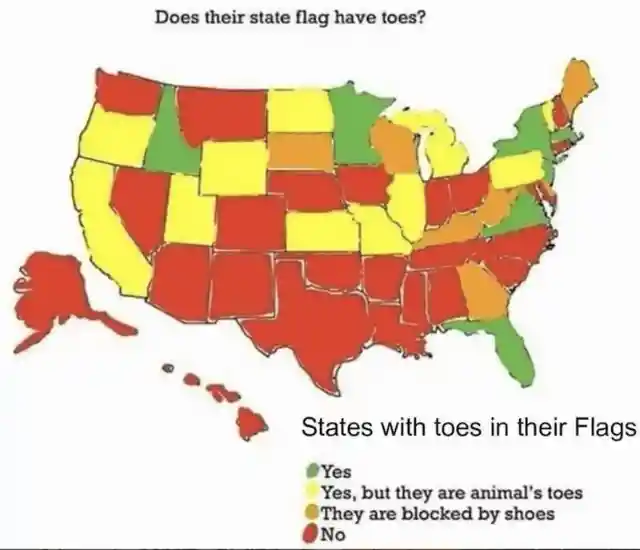 States with Toes in Their State Flags