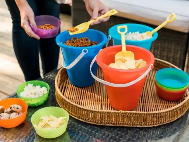 Serve Snacks with Colorful Sand Buckets