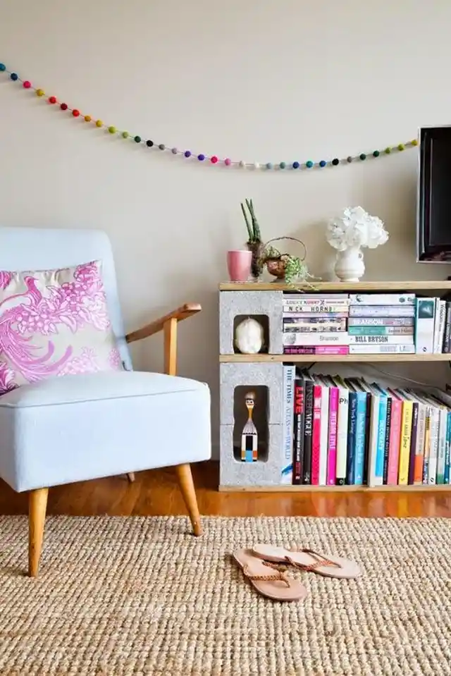 Customized Cinder Block Bookshelf