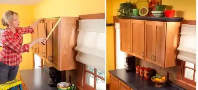 Don’t waste the space above the kitchen cabinets