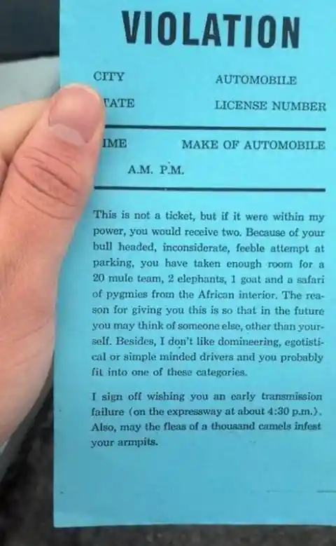 A Funny DIY Parking Violation Ticket