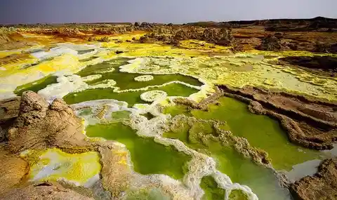 The Danakil Depression Lake in Ethiopia