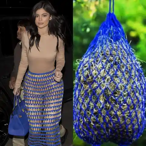 Kylie Jenner and a Sack of Hay