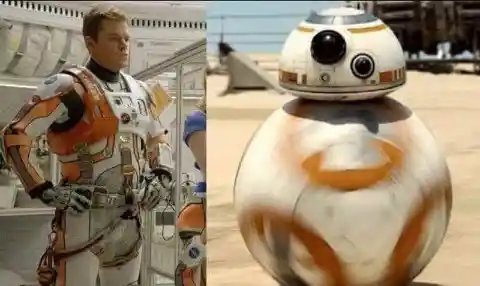 Matt Damon and BB-8