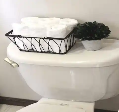 Use A Tray Or Basket To Gather Items On Top Of The Toilet