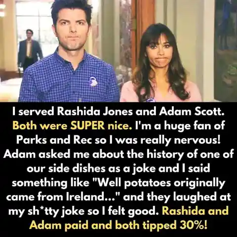 Comedians Adam Scott and Rashida Jones