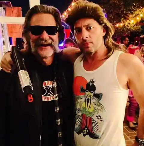 Zach Braff as Kurt Russell with Kurt Russell