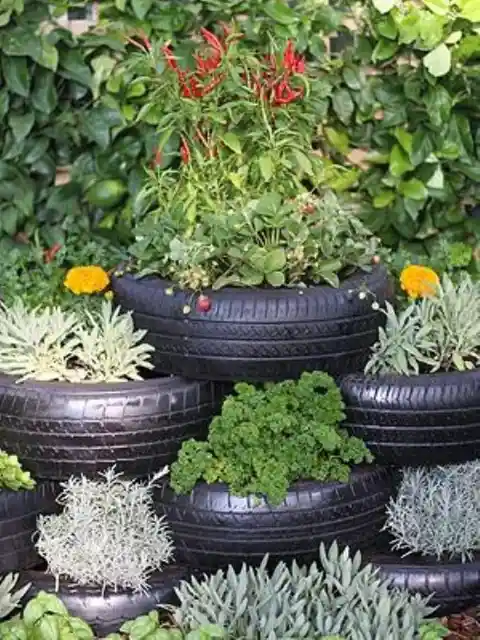Planters Made Out Of Tires