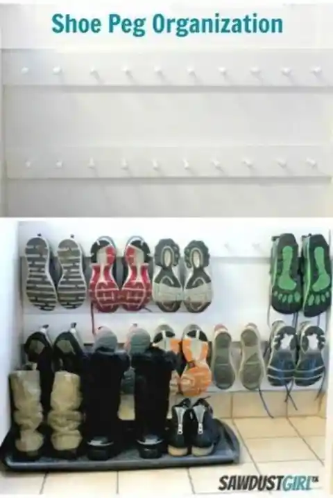 Organize Your Shoes With Pegs