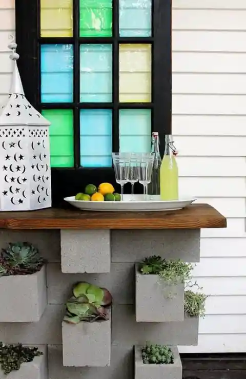 Cinder Blocks Planter Table