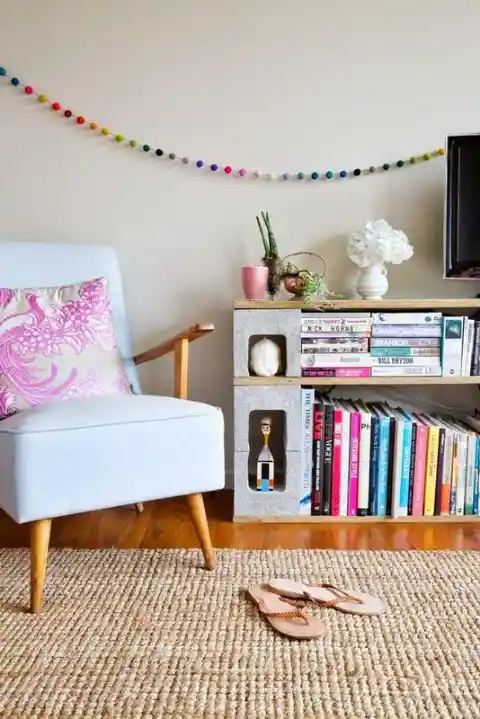 Customized Cinder Block Bookshelf